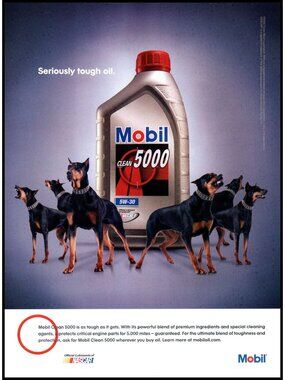 2006 Mobil Clean 5000 Motor Oil Vintage Print Ad Dog Rottweiler Tough Wall Art